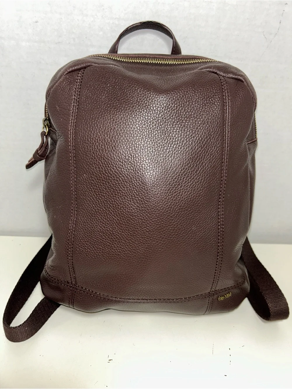The Sak De Young Brown Pebbled Leather Zip Backpack
